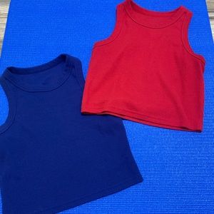 navy and red crop tank bundle